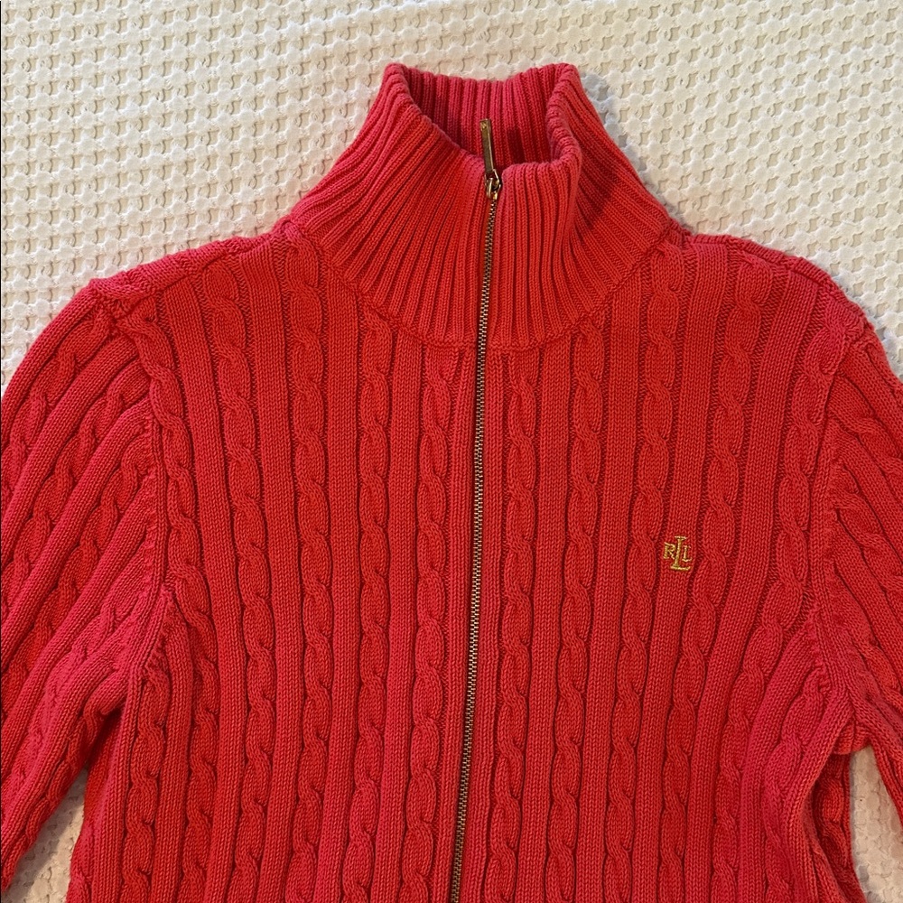 Lauren Ralph Lauren Cable-Knit Full-Zip Sweater - Picture 2 of 4